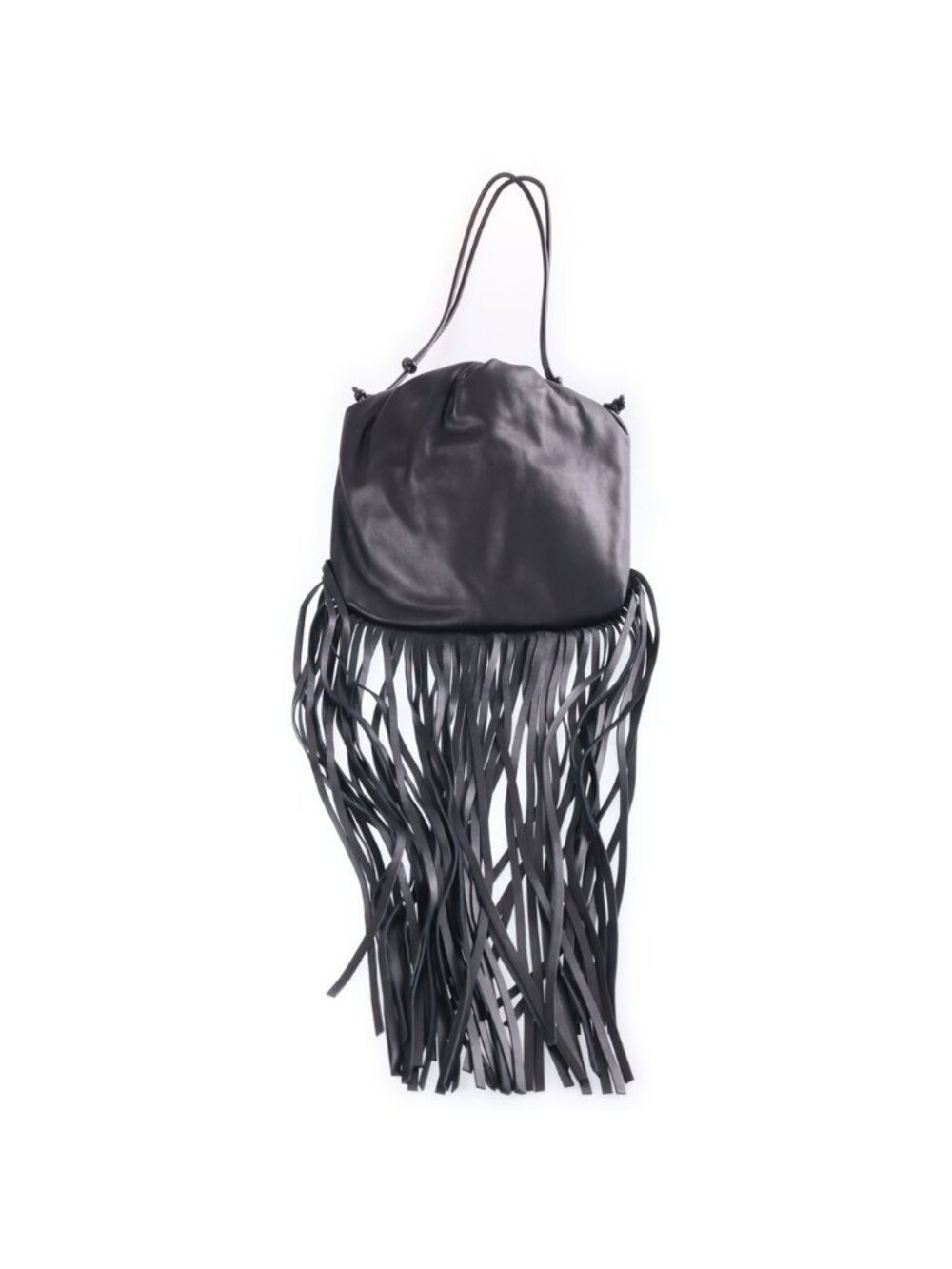 Bottega Veneta Fringe Shoulder Bag Black Leather